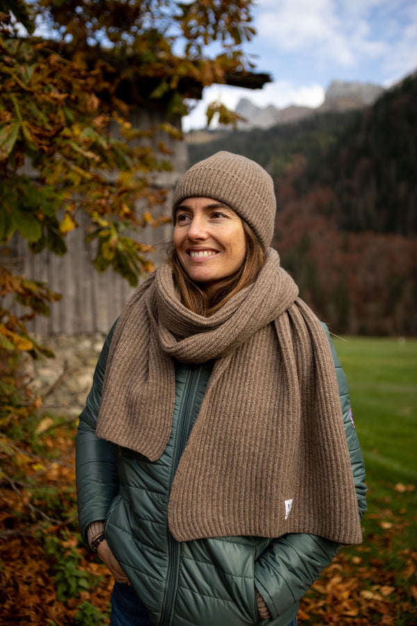 echarpe-bonnet-recycle-made-in-france-marron