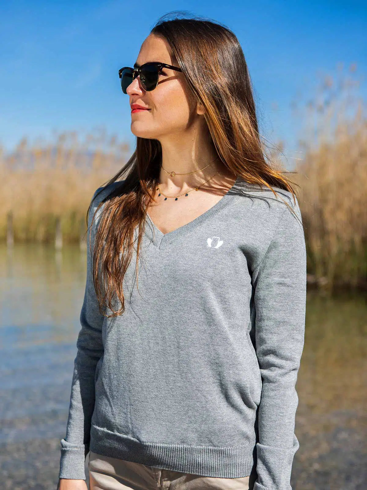 Pull Femme BHS En Coton Gris - Taille 16 (42/44) - Manches Courtes - Bon état