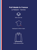 Pull femme bleu en coton bio vue de dos - Le Plaisant Tranquille Emile