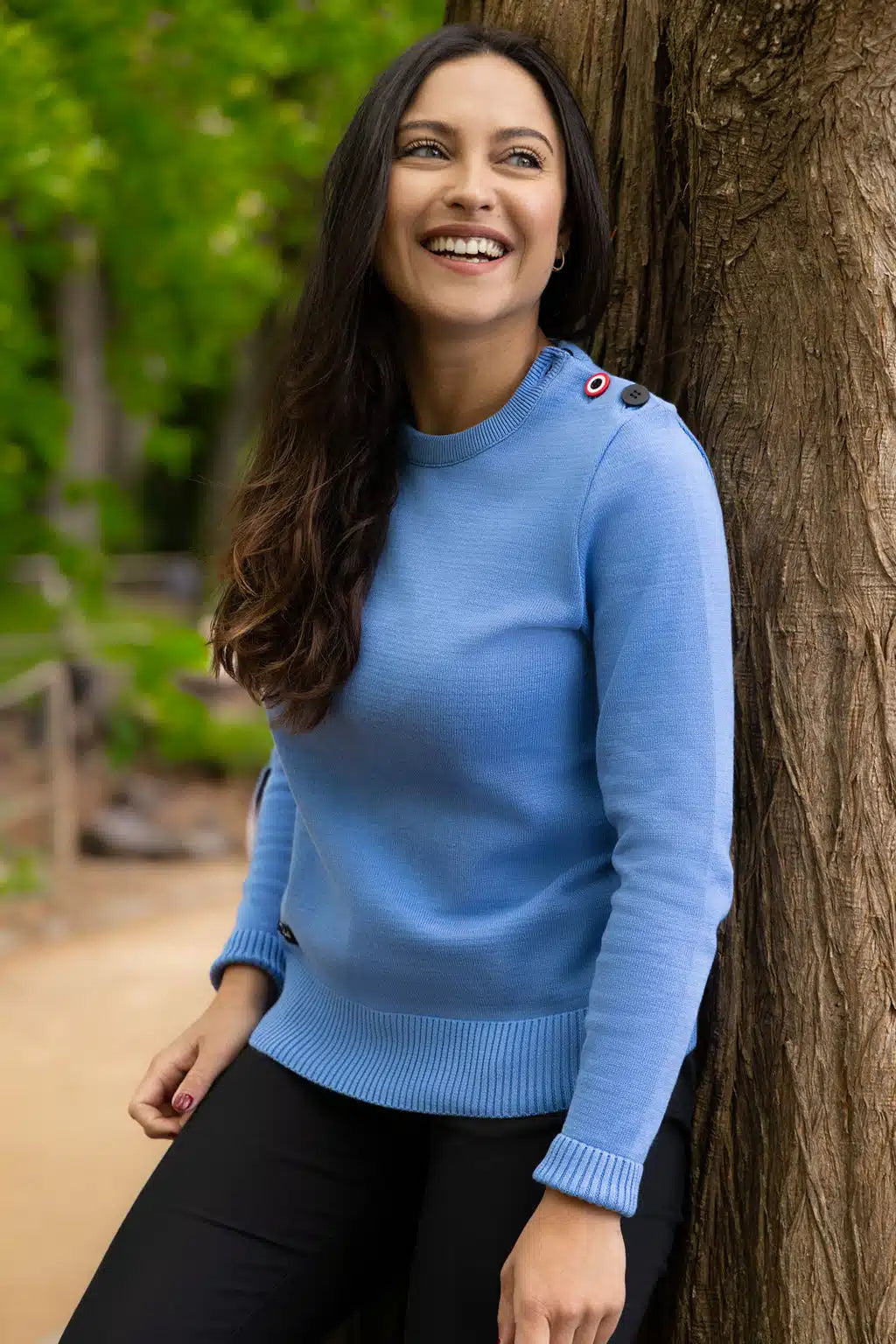 Pull marin femme bleu en coton bio confectionné en France - Le Matelot vue de face