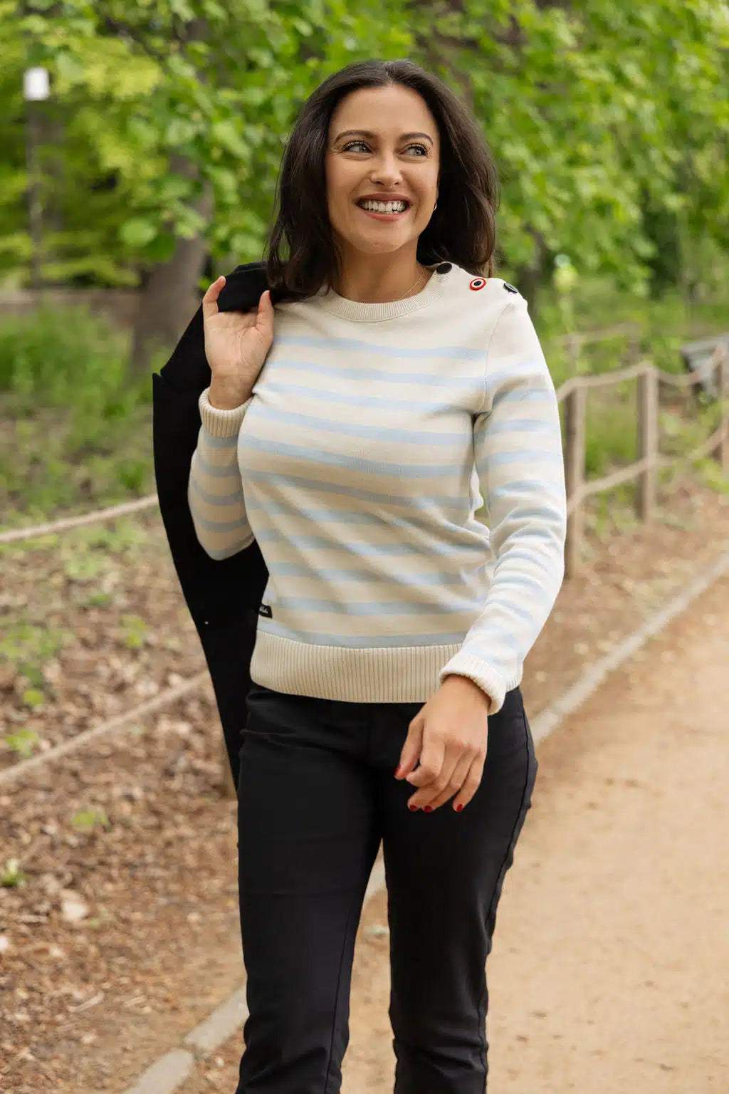 Pull marin femme rayé en coton bio confectionné en France - Le Matelot vue de face