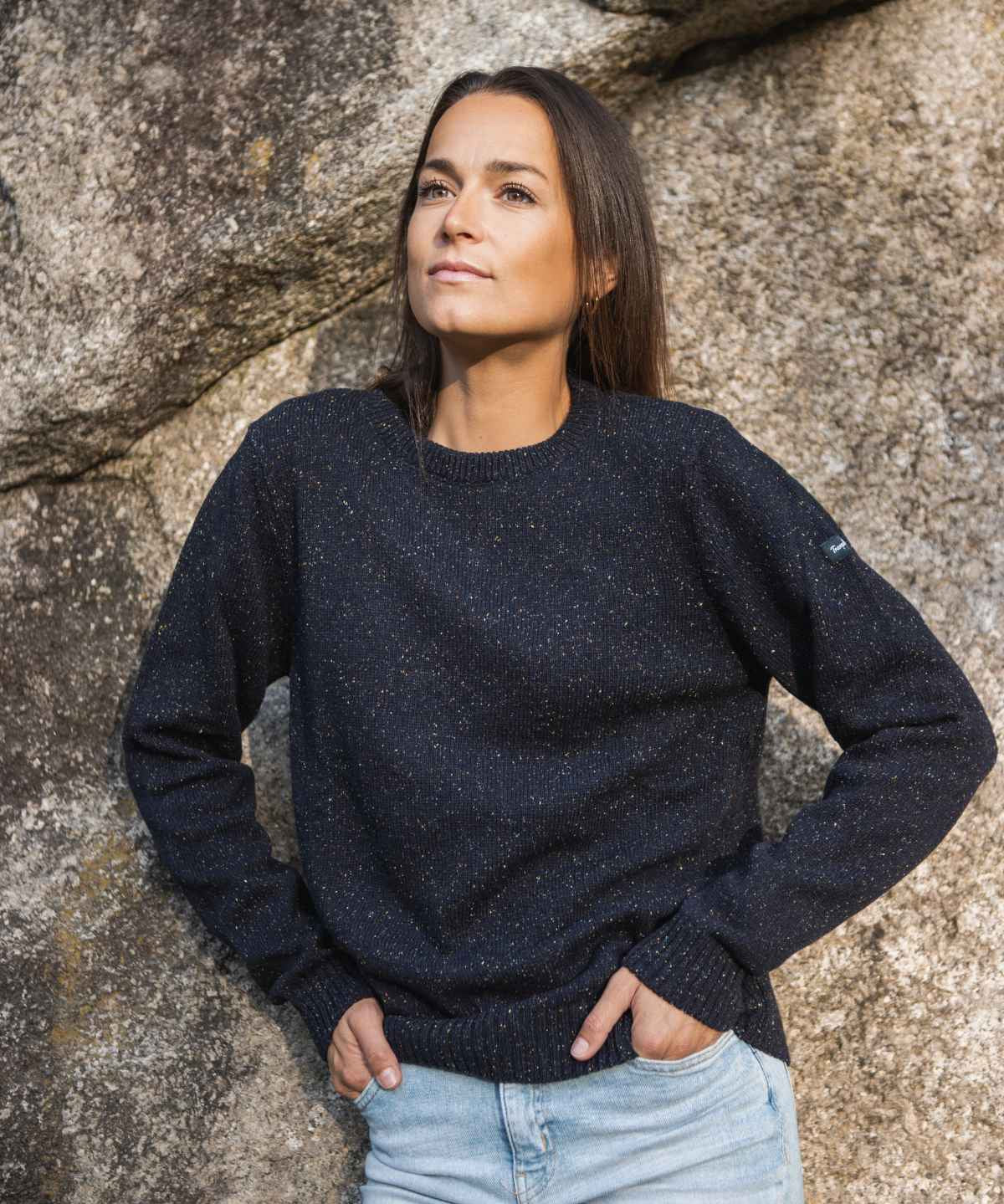 Pull le consciencieux bleu femme recycle