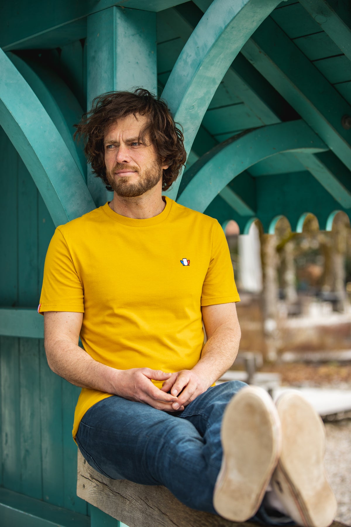 T-shirt homme safran en coton détail - L'Authentique confection française