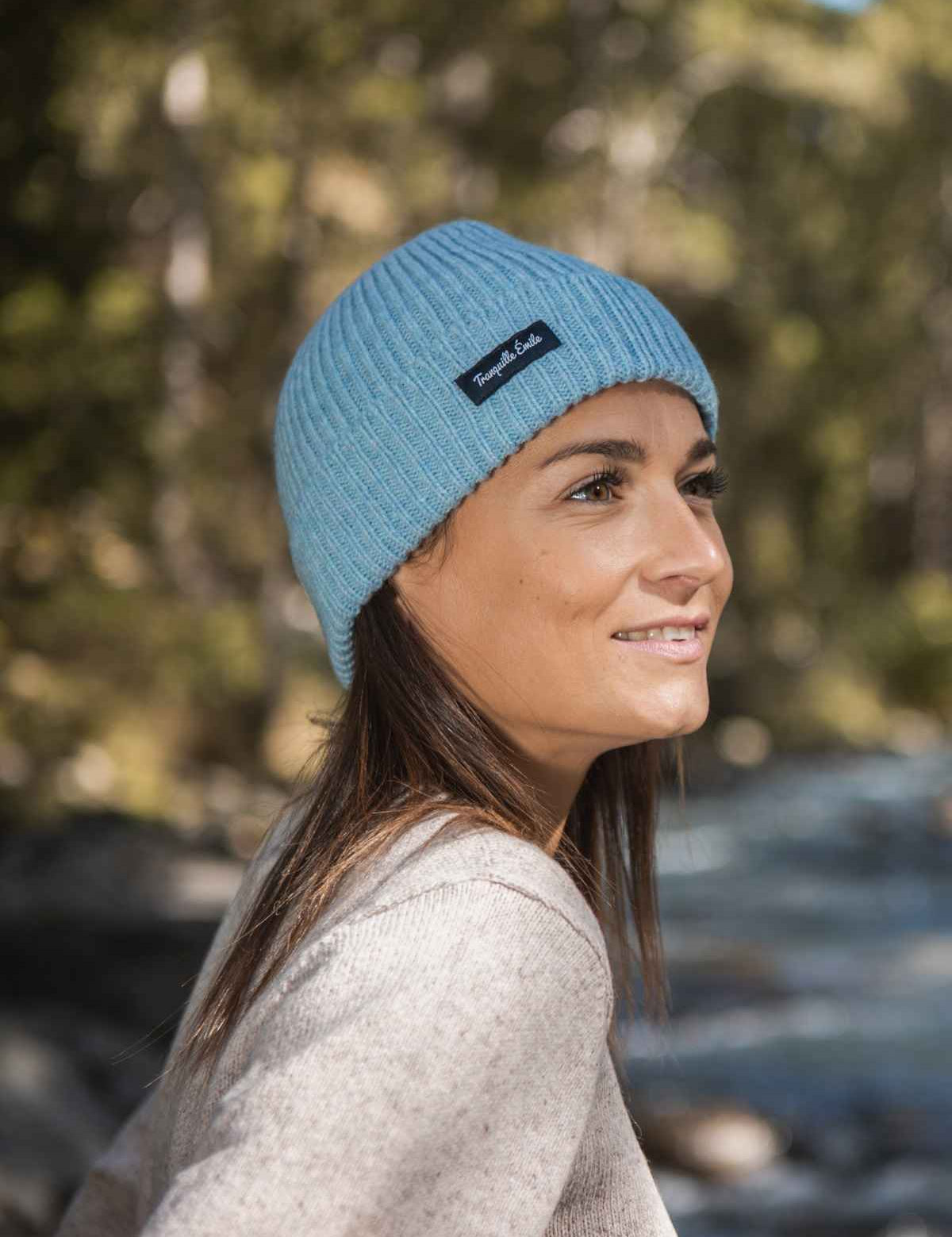 bonnet l'attachant recycle bleu ciel unisexe