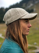 Casquette beige chevrons détail laine mérinos - La Raffinée confection française