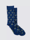 Chaussettes bleues coqs portées - Les Coqs Tranquille Emile