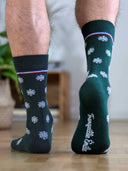 Chaussettes vertes flocons portées - Les Flocons Tranquille Emile