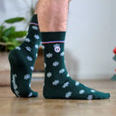 Chaussettes vertes à flocons confectionnées en France - Les Flocons vue de face