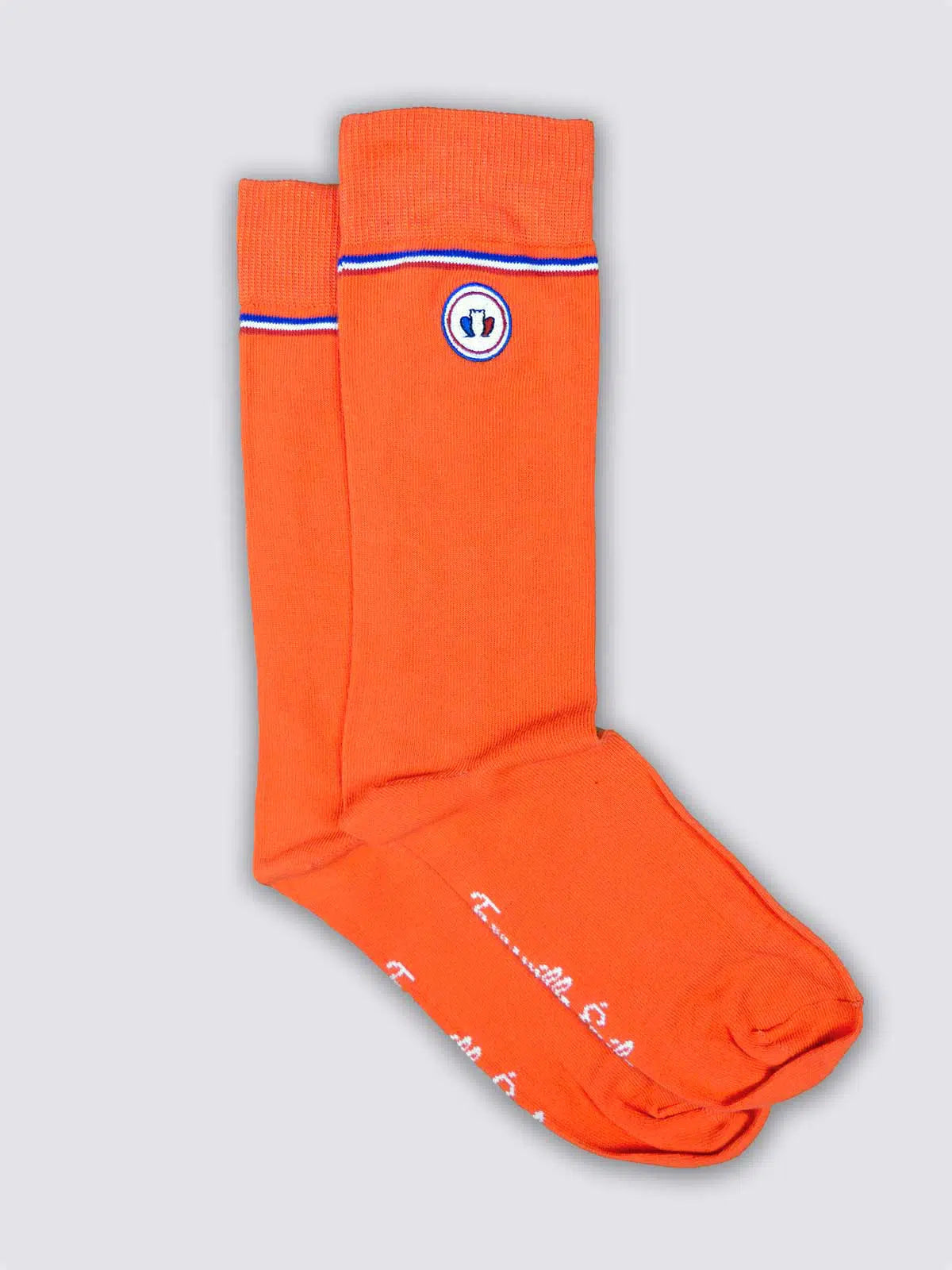 Chaussettes orange portées - Les Unies Tranquille Emile