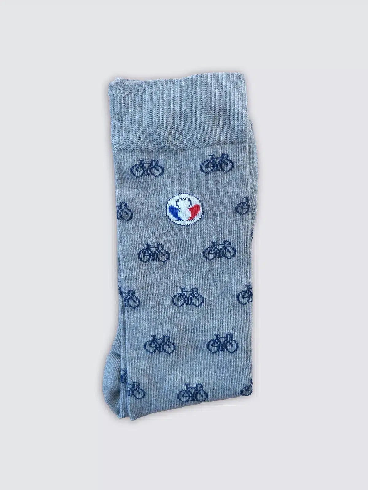 Chaussettes grises vélos portées - Les Vélos Tranquille Emile