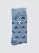 Chaussettes grises vélos portées - Les Vélos Tranquille Emile