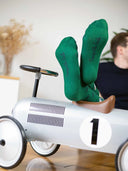 Chaussettes vertes vélos détail motif - Les Vélos confection française
