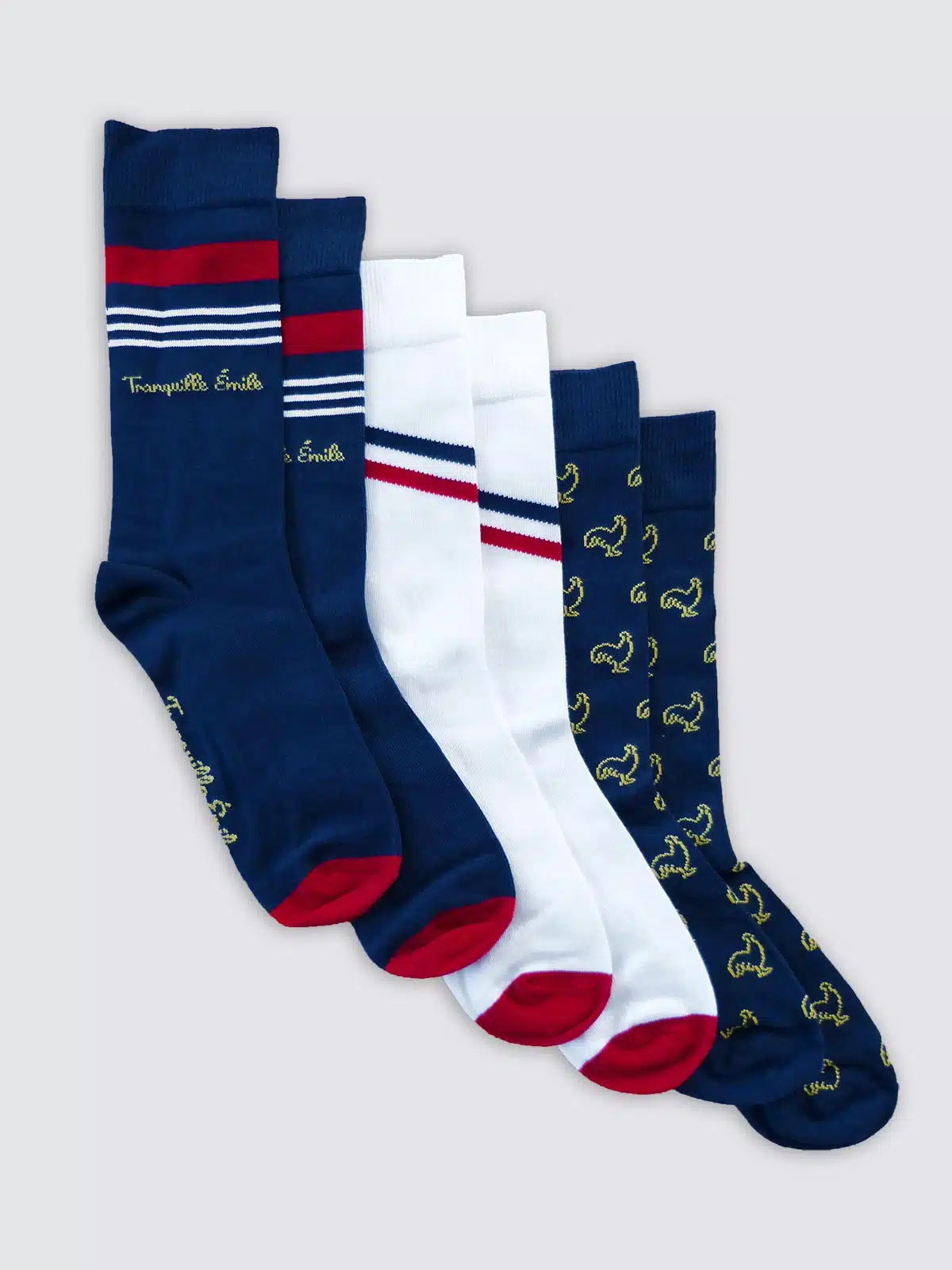 Chaussettes tricolores détail motif - Les Championnes confection française