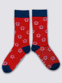 Chaussettes rouges grenouilles portées - Les Grenouilles Tranquille Emile