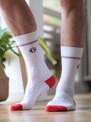 Chaussettes blanches pois détail motif - Les Pois confection française