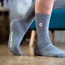 Chaussettes grises détail liséré tricolore - Les Unies confection française