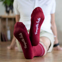 Chaussettes bordeaux portées - Les Unies Tranquille Emile
