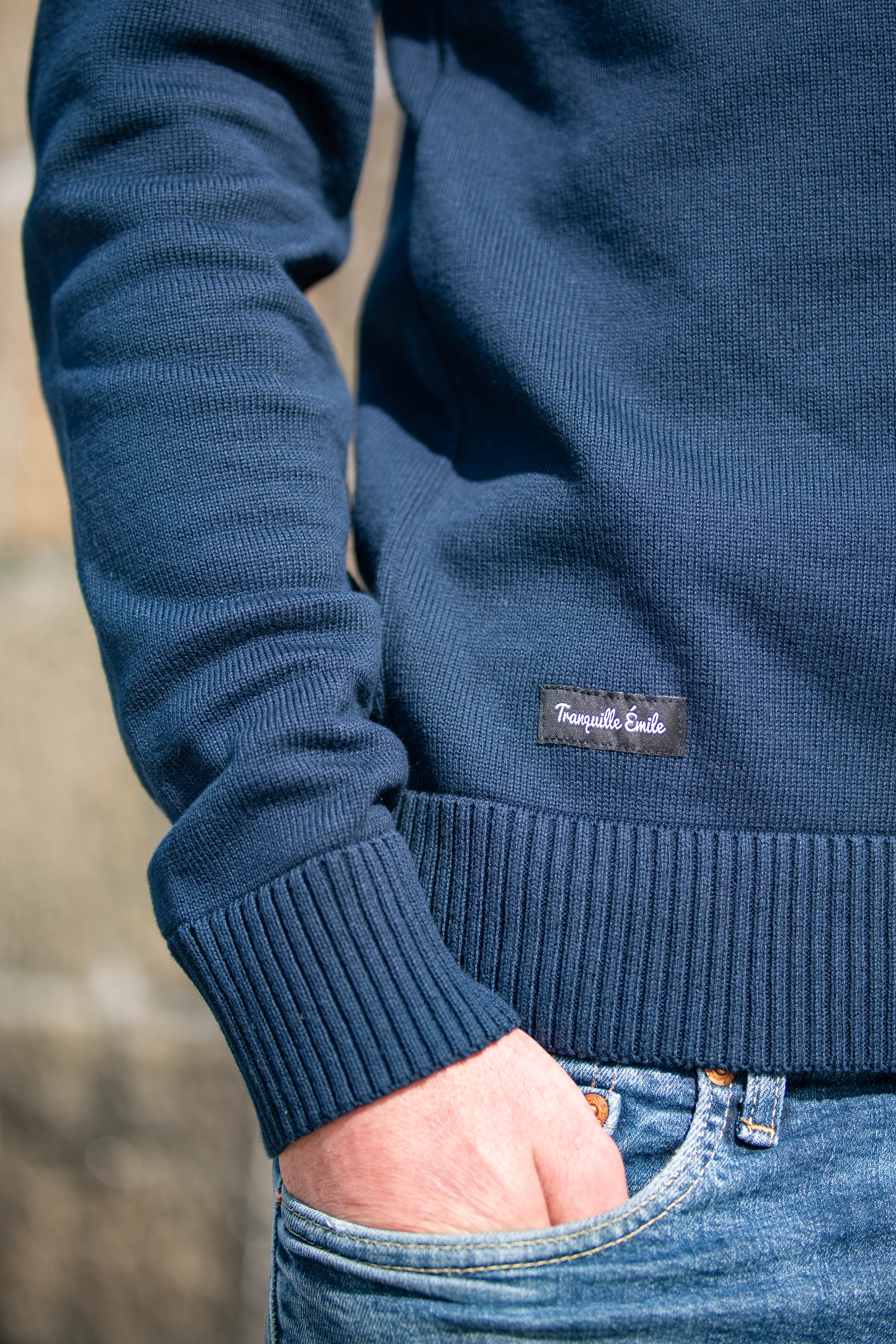 Pull marin bleu marine détail - Le Matelot Tranquille Emile