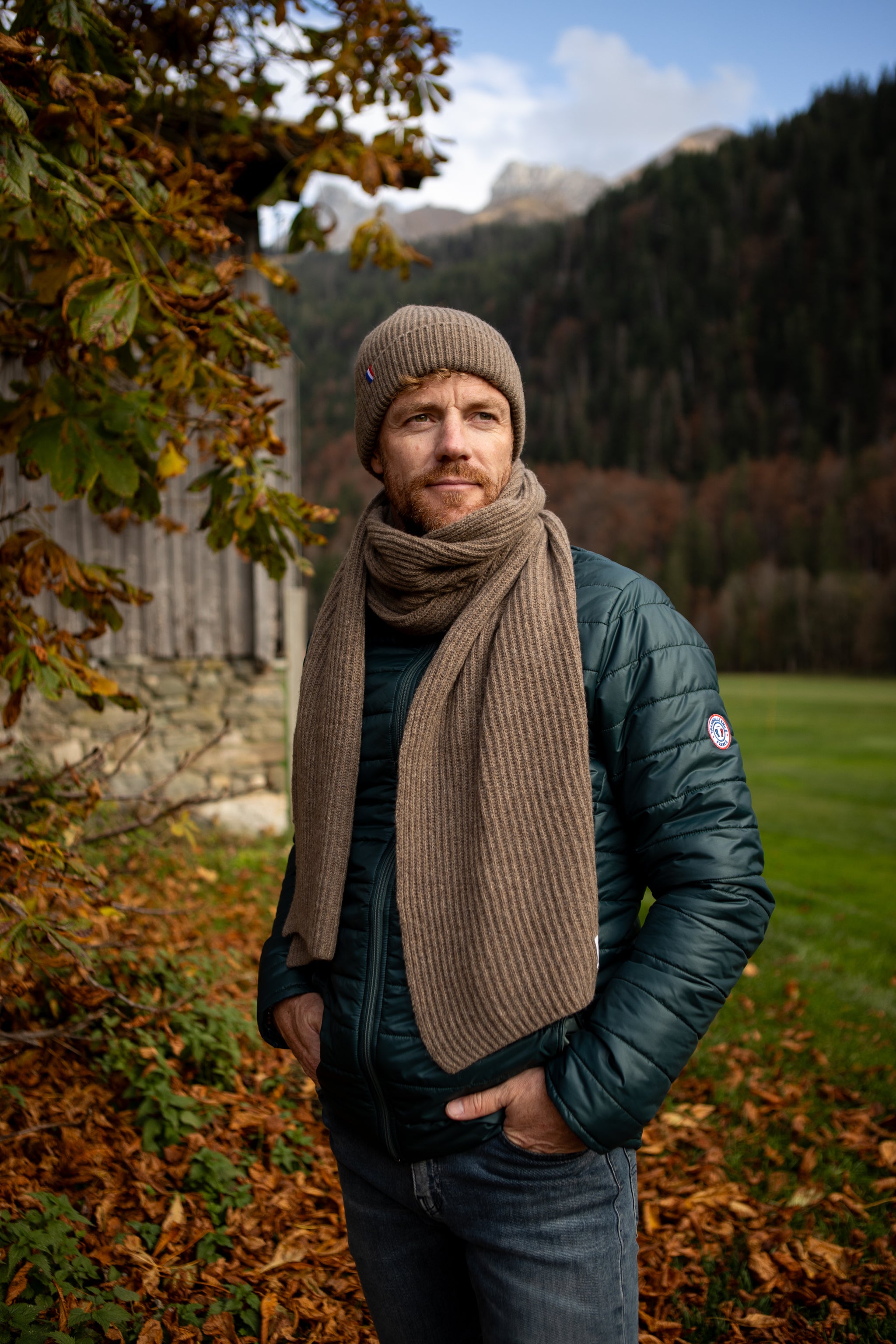 echarpe-bonnet-recyclé-made-in-france-marron-2