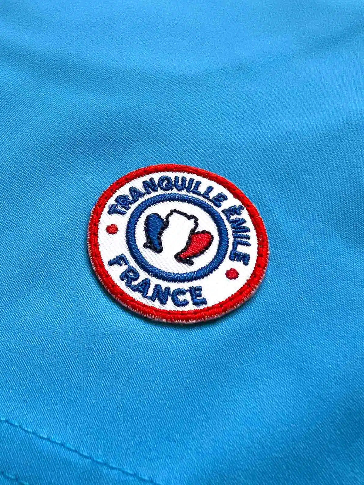 Maillot de bain homme bleu ciel détail - Le Baigneur confection française