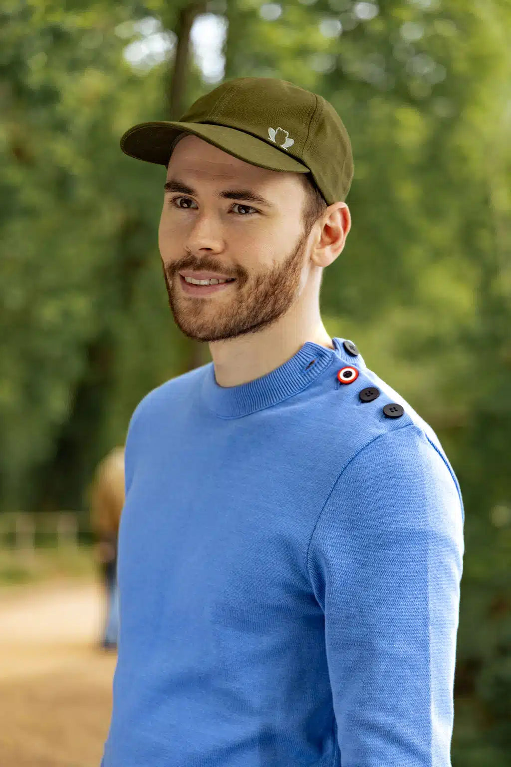 Pull marin homme bleu en coton bio confectionné en France - Le Matelot vue de face