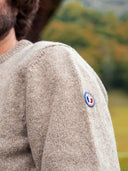 Pull unisexe beige détail maille mérinos - Le Frileux confection française