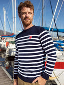 Pull marinière homme bleu en coton bio confectionné en France - La Marinière vue de face