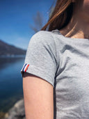 T-shirt femme gris en coton détail - L'Authentique confection française