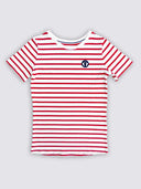 T-shirt marinière femme rouge détail rayures - Le Marin confection française
