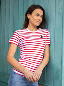 T-shirt marinière femme rouge en coton confectionné en France - Le Marin vue de face