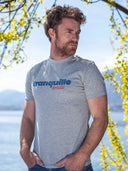 T-shirt homme gris sérigraphié en coton confectionné en France - Tranquille Emile vue de face