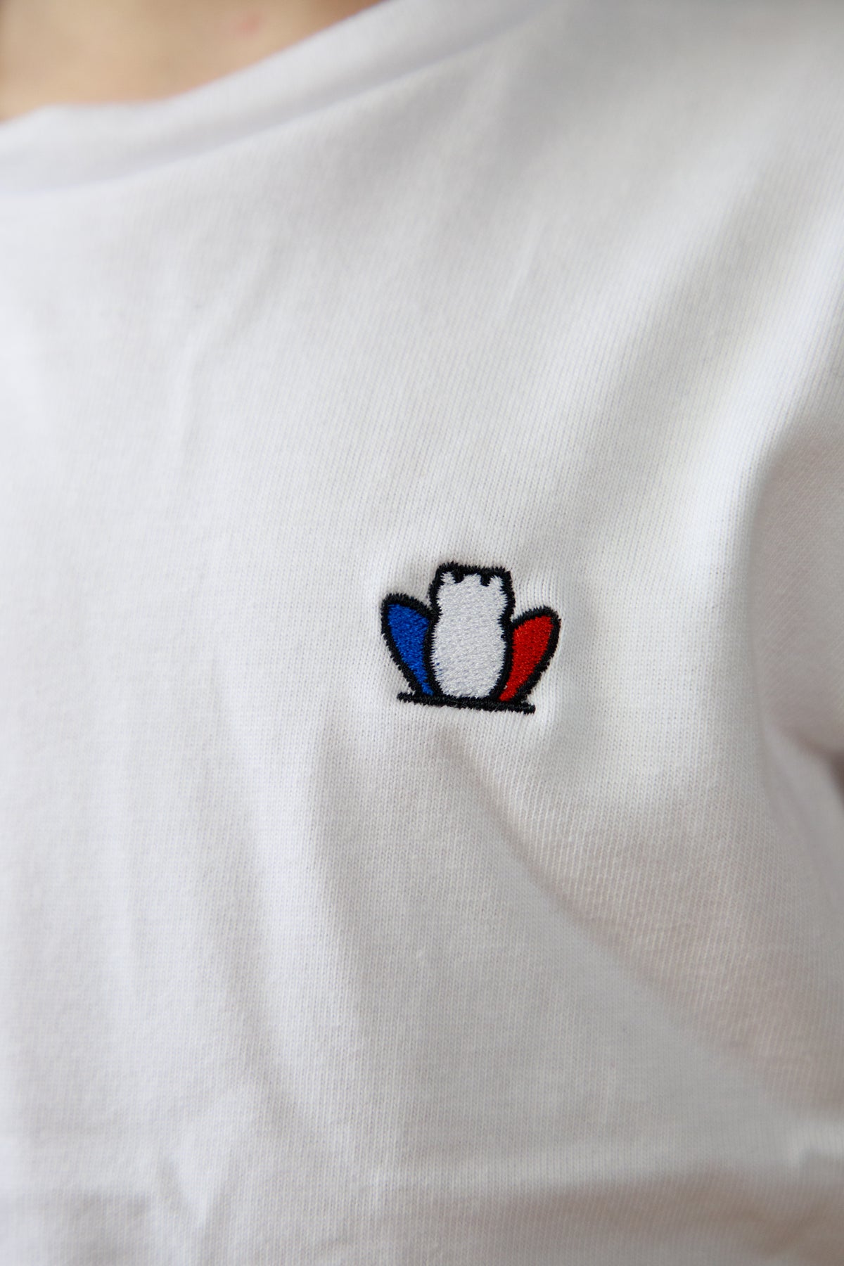 T-shirt enfant blanc détail col - Le petit Authentique confection française