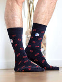Chaussettes rugby détail motif ballon rouge - Les Rugby confection française