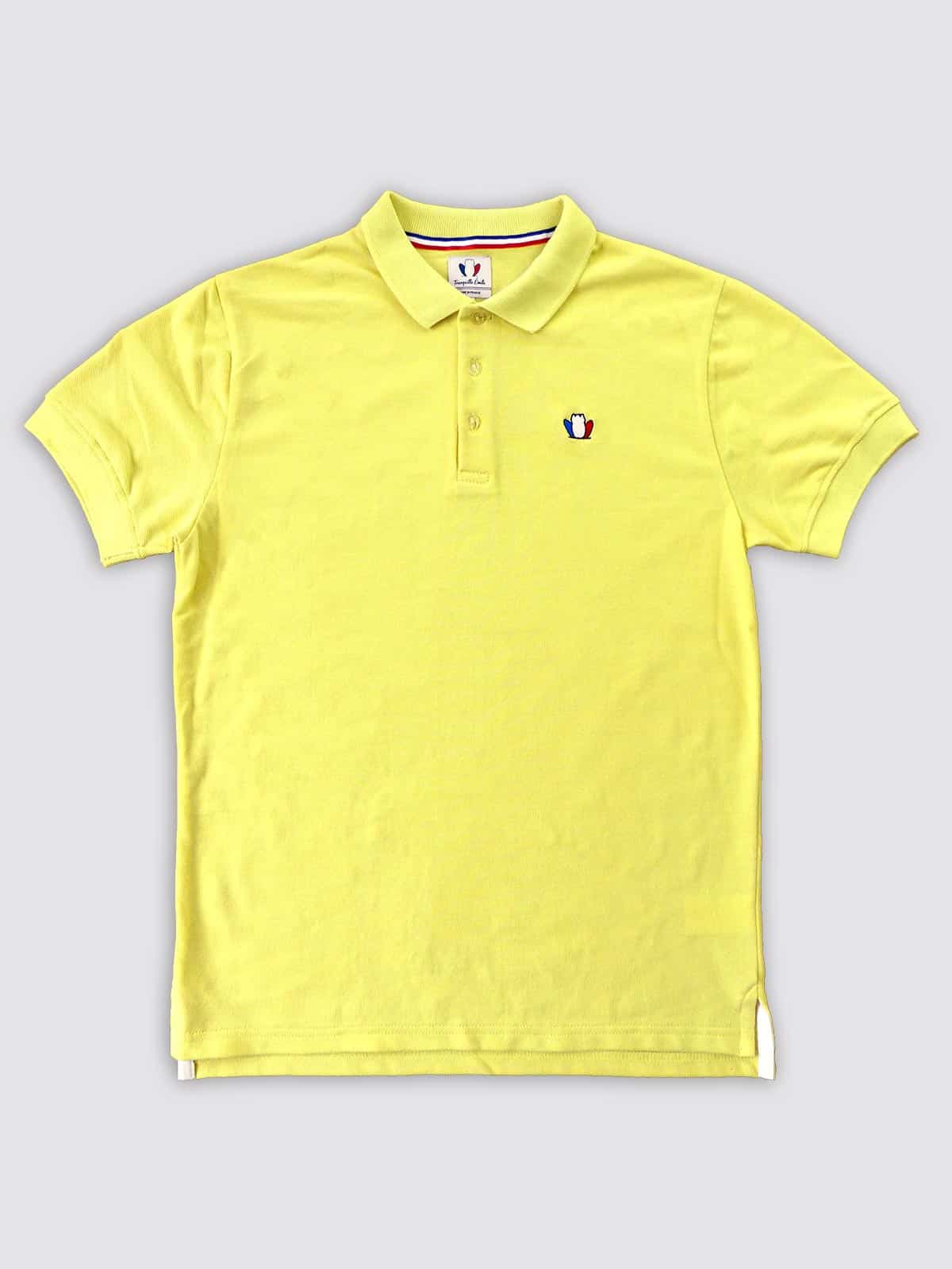 Polo homme jaune en coton piqué confectionné en France - L'Élégant vue de face