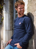 Sweat unisexe bleu marine cocarde détail broderie - La Cocarde confection française