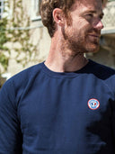 Sweat unisexe bleu marine cocarde en coton confectionné en France - La Cocarde vue de face